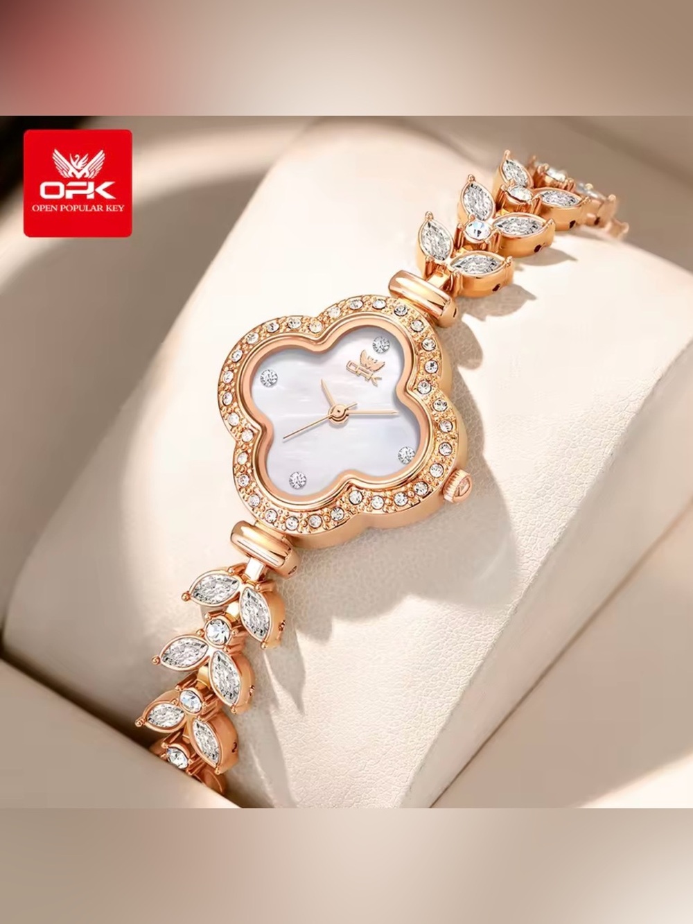 Nordstrom Rose Gold Crystal Floral Bracelet Watch